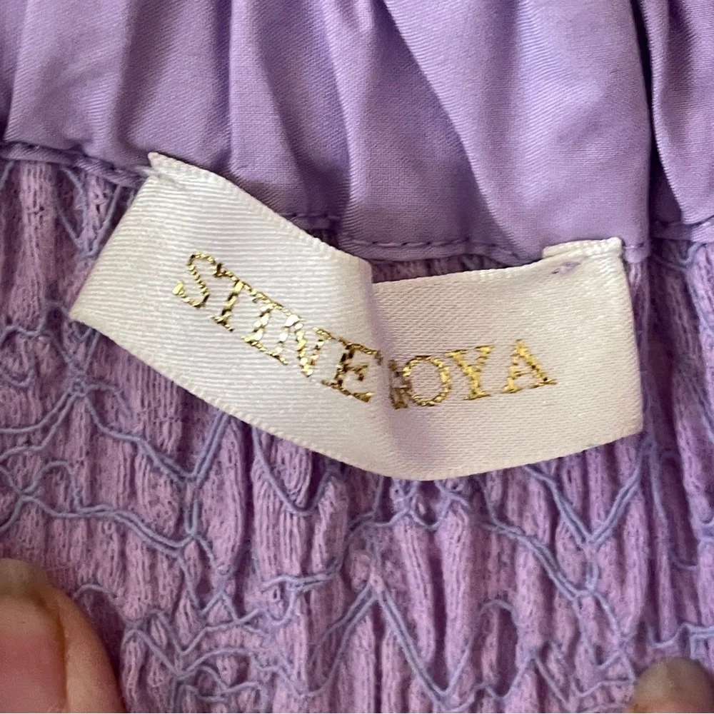 Stine Goya Garance Dress Midi Textured Lavender XS off shoulder bump vacation